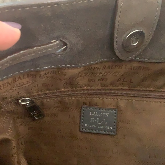 Lauren Ralph Lauren Brown Suede Drawstring Shoulder Bag - Picture 9 of 17